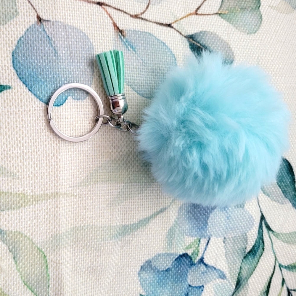 Blue poof keychain